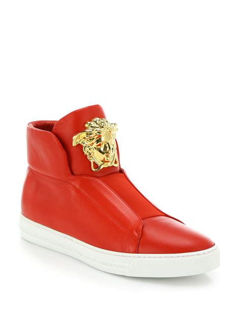 versace hi top sneakers red|Versace zipped high top sneakers.